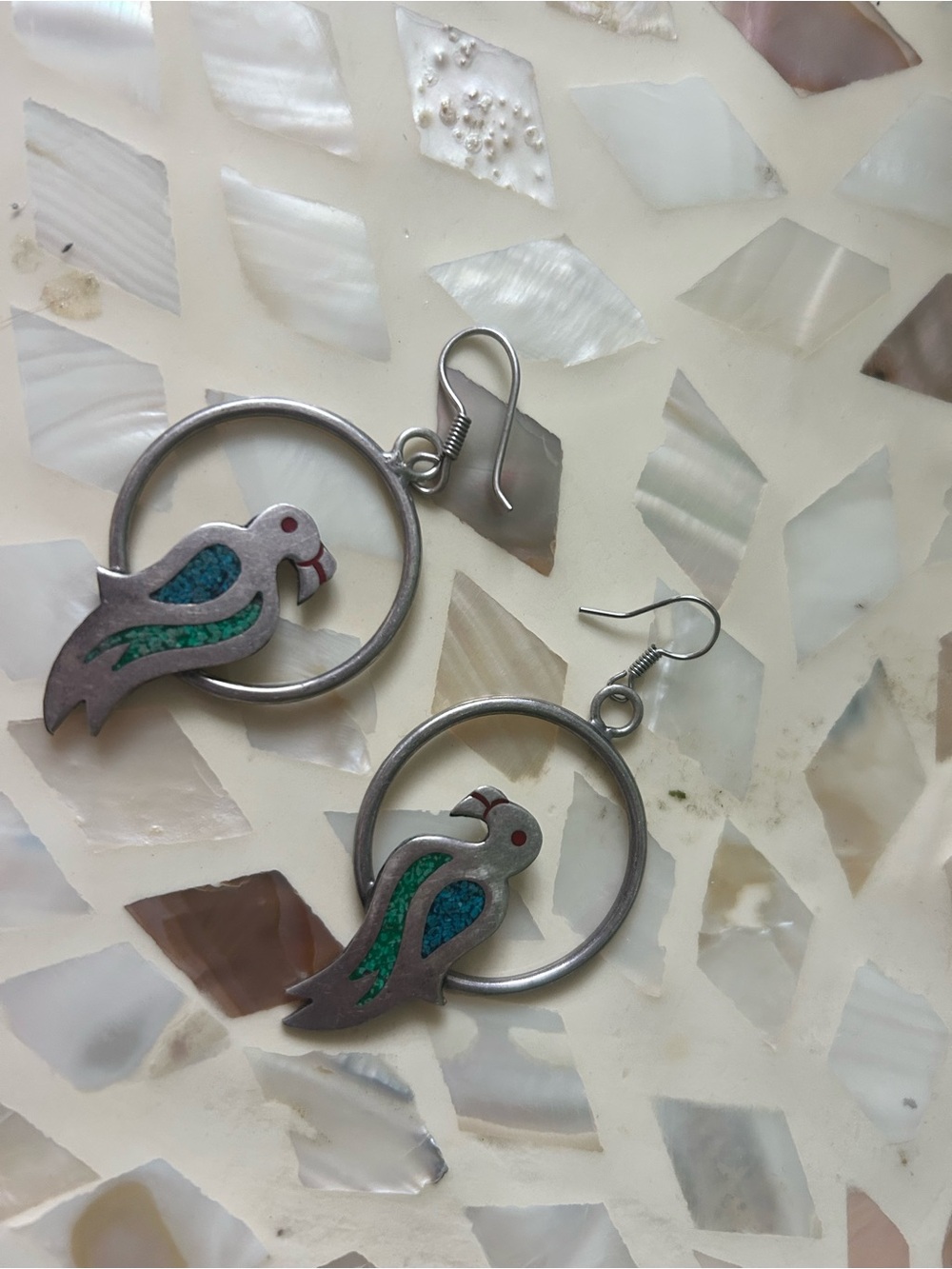Vintage Real silver parrot earrings made in Mexico